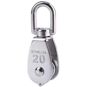 Gotrays - M20 Stainless Steel Single Pulley, Swivel Pulley, 75kg Load for Lifting Rope - Silver Gotrays - M20 Stainless Steel Single Pulley, Swivel Pulley, 75kg Load for Lifting Rope - Silver