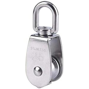 GOTRAYS M25 Stainless Steel Single Pulley, Swivel Pulley, 150kg Load for Lifting Rope - Single Pack, Silver GOTRAYS M25 Stainless Steel Single Pulley, Swivel Pulley, 150kg Load for Lifting Rope - Single Pack, Silver