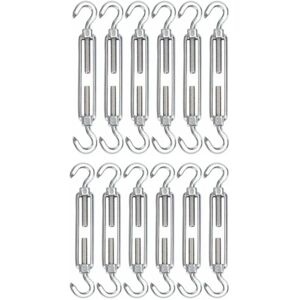 WOIYIC M5 Stainless Steel Cable Turnbuckle, 12 Pack Wire Turnbuckle Hook and Hook Adjustable Heavy Duty Tension Hook & Hook for Rope Cable Wire Laundry, WOIYIC M5 Stainless Steel Cable Turnbuckle, 12 Pack Wire Turnbuckle Hook and Hook Adjustable Heavy Duty Tension Hook & Hook for Rope Cable Wire Laundry,