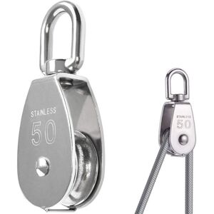 BEIJIYI M50 304 Stainless Steel Single Wheel Swivel Pulley, Load 400kg, Silver BEIJIYI M50 304 Stainless Steel Single Wheel Swivel Pulley, Load 400kg, Silver