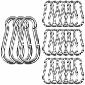 CYSLMUK M6 Stainless Steel Carabiner, 20 pcs Heavy Duty Carabiner - 120kg/260lb Load Capacity Stainless Steel Carabiner, 304 Stainless Steel Swing Carabiner CYSLMUK M6 Stainless Steel Carabiner, 20 pcs Heavy Duty Carabiner - 120kg/260lb Load Capacity Stainless Steel Carabiner, 304 Stainless Steel Swing Carabiner