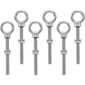 WOIYIC M8 x 80 mm Eye Bolts, M8 Ring Screws with Metric Thread, Stainless Steel for Fixing and Suspension, 6 Pieces WOIYIC M8 x 80 mm Eye Bolts, M8 Ring Screws with Metric Thread, Stainless Steel for Fixing and Suspension, 6 Pieces