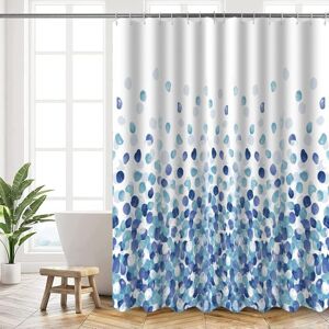 Linghhang - Machine Washable Polyester Shower Curtain 180x200 cm and 12 Hooks, Bath Curtain for Bathroom, Blue Bubbles Pattern Linghhang - Machine Washable Polyester Shower Curtain 180x200 cm and 12 Hooks, Bath Curtain for Bathroom, Blue Bubbles Pattern