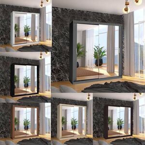 Sliding Wardrobes 4u - Macka Modern Sliding Mirror Door Wardrobe 90cm-Grey Sliding Wardrobes 4u - Macka Modern Sliding Mirror Door Wardrobe 90cm-Grey