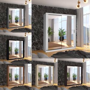 Sliding Wardrobes 4u - Macka Modern Sliding Mirror Door Wardrobe 203cm-White Sliding Wardrobes 4u - Macka Modern Sliding Mirror Door Wardrobe 203cm-White