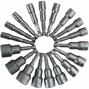 Lune - Magnetic Nut Driver Bit Set - 14pcs 6-19mm Hex Socket Nut Driver Set Magnetic Drill Bits Electric Hand Tool Kits for Drills Magnet Screwdriver Lune - Magnetic Nut Driver Bit Set - 14pcs 6-19mm Hex Socket Nut Driver Set Magnetic Drill Bits Electric Hand Tool Kits for Drills Magnet Screwdriver