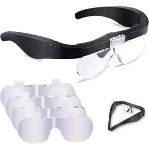 DEWDAT Magnifying Glasses with 2 LEDs, Magnifying Front Headset Hands-Free Magnifying Glasses with 4 Detachable Lenses for Reading, Jeweler, Sewing, and DIY DEWDAT Magnifying Glasses with 2 LEDs, Magnifying Front Headset Hands-Free Magnifying Glasses with 4 Detachable Lenses for Reading, Jeweler, Sewing, and DIY