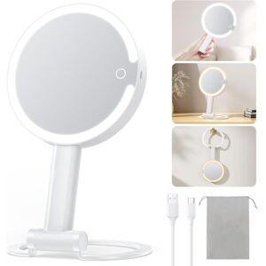 Gotrays - Magnifying Travel Makeup Mirror with Light 10X 1X Magnifition 2-Sided Lighted Vanity Mirror Rechargeable 3 in 1 Hand Held Desk Hanging, 3 Gotrays - Magnifying Travel Makeup Mirror with Light 10X 1X Magnifition 2-Sided Lighted Vanity Mirror Rechargeable 3 in 1 Hand Held Desk Hanging, 3
