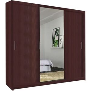 SLIDING WARDROBES 4U Manali 3 Door Sliding Wardrobe with Mirror 250cm - Wenge SLIDING WARDROBES 4U Manali 3 Door Sliding Wardrobe with Mirror 250cm - Wenge