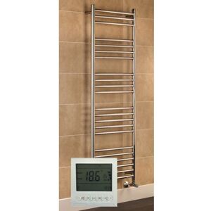 Greenedhouse - Riga Electric Stainless Steel Heated Towel Rail 600 x 1500mm + 7 Day Timer/Thermostat Greenedhouse - Riga Electric Stainless Steel Heated Towel Rail 600 x 1500mm + 7 Day Timer/Thermostat
