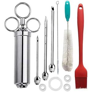 TINOR Marinade Syringe 304 Stainless Steel Meat Injector Sauce Syringe Baster Professional Marinade for Turkey Beef Chicken Türkiye Meat Roasts bbq TINOR Marinade Syringe 304 Stainless Steel Meat Injector Sauce Syringe Baster Professional Marinade for Turkey Beef Chicken Türkiye Meat Roasts bbq