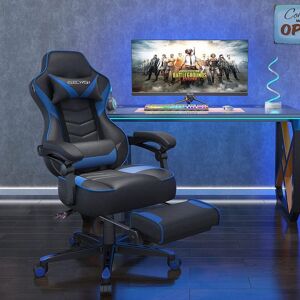 Puluomis - Massage Gaming Chair, pu Leather Executive Office Chair, Recliner Swivel Chairs, with Footrest and Lumbar Support, Blue Puluomis - Massage Gaming Chair, pu Leather Executive Office Chair, Recliner Swivel Chairs, with Footrest and Lumbar Support, Blue