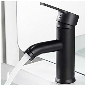 Dewdat - Matte Black Faucet Copper Bathroom Sink Mixer Tap Matte Hot Cold Water Basin Sleek faucets and retro design Single hole lever faucet Durable Dewdat - Matte Black Faucet Copper Bathroom Sink Mixer Tap Matte Hot Cold Water Basin Sleek faucets and retro design Single hole lever faucet Durable