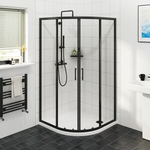 NRG - Matte Black Framed Quadrant Shower Enclosure Sliding Door 6mm Easy Clean Glass 1000 x 1000mm NRG - Matte Black Framed Quadrant Shower Enclosure Sliding Door 6mm Easy Clean Glass 1000 x 1000mm