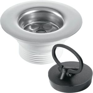 Mcalpine - BSW6PR Centre Pin Sink Waste: 85mm Stainless Steel Flange with Black pvc Handle Plug Mcalpine - BSW6PR Centre Pin Sink Waste: 85mm Stainless Steel Flange with Black pvc Handle Plug