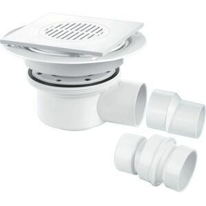 Mcalpine - TSG52T6WH Two Piece 50mm Water Seal Trapped Gully, Tile/Grating with removable Grid, 2' Horizontal Outlet and 2' x 1½' Socket Reducer Mcalpine - TSG52T6WH Two Piece 50mm Water Seal Trapped Gully, Tile/Grating with removable Grid, 2' Horizontal Outlet and 2' x 1½' Socket Reducer