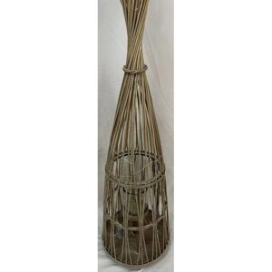 Medium Conical Lantern with Glass Holder & LED Lights - Wicker - L30 x W30 x H110 cm Medium Conical Lantern with Glass Holder & LED Lights - Wicker - L30 x W30 x H110 cm