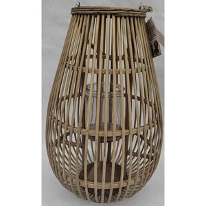 Medium Ellipse Lantern with Glass Holder - Wicker - L28 x W28 x H42 cm Medium Ellipse Lantern with Glass Holder - Wicker - L28 x W28 x H42 cm