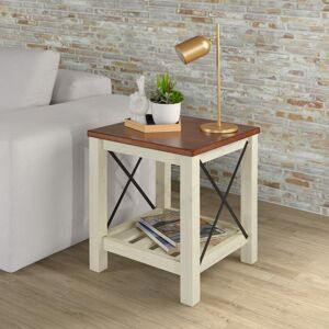 Mercers Furniture - Cottage White/Cream Painted Pine Lamp Table – Wooden Side Table with Storage Shelf – 60H x 50W x 50D cm Mercers Furniture - Cottage White/Cream Painted Pine Lamp Table – Wooden Side Table with Storage Shelf – 60H x 50W x 50D cm