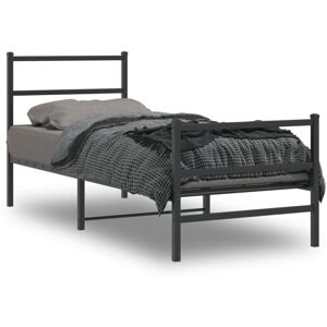 Metal Bed Frame without Mattress with Footboard Black 75x190cm vidaXL Metal Bed Frame without Mattress with Footboard Black 75x190cm vidaXL