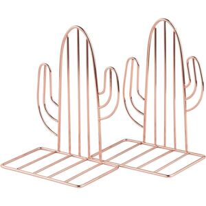 Memkey - Metal Bookends, 1 Pair Bookends for Kids, Cactus Design Bookends for Offices, Decorative, Shelves, Schools and Bookstores (Rose Gold) Memkey - Metal Bookends, 1 Pair Bookends for Kids, Cactus Design Bookends for Offices, Decorative, Shelves, Schools and Bookstores (Rose Gold)