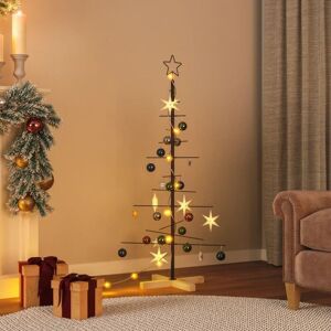 Metal Christmas Tree with Wooden Base Black 120 cm vidaXL Metal Christmas Tree with Wooden Base Black 120 cm vidaXL