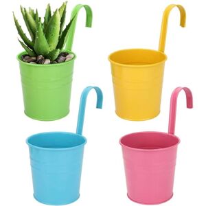 Ersandy - Hanging Metal Flower Pot, Outdoor Flower Pot with Drainage Hole, Perfect for Garden, Balcony, Fence, Patio, Decoration, 4 Pack Ersandy - Hanging Metal Flower Pot, Outdoor Flower Pot with Drainage Hole, Perfect for Garden, Balcony, Fence, Patio, Decoration, 4 Pack