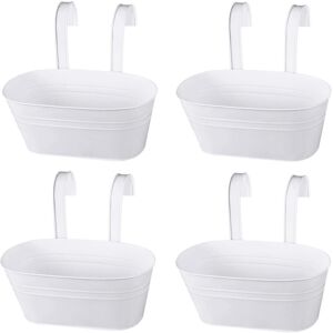 BEIJIYI Metal Hanging Flower Pots, Hanging Balcony Pots with Drainage Hole, White Hanging Planters with Removable Hook for Balcony, Fence, Garden, Wall, Home BEIJIYI Metal Hanging Flower Pots, Hanging Balcony Pots with Drainage Hole, White Hanging Planters with Removable Hook for Balcony, Fence, Garden, Wall, Home