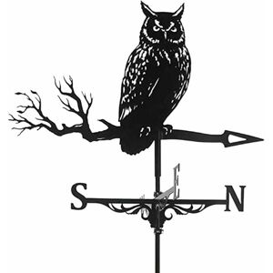 DEWDAT Metal Weathervane with Owl Ornament, Garden Stake Weather Vane Professional Measuring Tool Garden Yard Roof Mount Easy Use (Owl) DEWDAT Metal Weathervane with Owl Ornament, Garden Stake Weather Vane Professional Measuring Tool Garden Yard Roof Mount Easy Use (Owl)