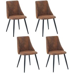 Meubles Cosy - Set of 4 vintage dining room chairs in brown microfiber fabric Meubles Cosy - Set of 4 vintage dining room chairs in brown microfiber fabric