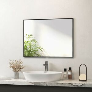Bathroom Mirror 60x80cm Wall Hanging Mirror with Black Frame, Rectangle Modern Wall Mounted Mirror - Meykoers Bathroom Mirror 60x80cm Wall Hanging Mirror with Black Frame, Rectangle Modern Wall Mounted Mirror - Meykoers