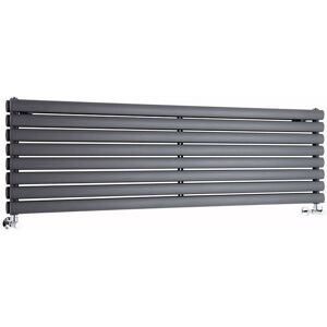 Milano - Aruba - Modern Anthracite Horizontal Double Oval Panel Radiator - 472mm x 1600mm Milano - Aruba - Modern Anthracite Horizontal Double Oval Panel Radiator - 472mm x 1600mm