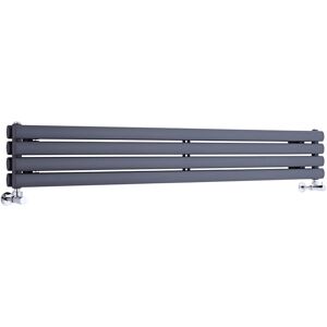 Milano - Aruba - Modern Anthracite Horizontal Double Oval Panel Radiator - 236mm x 1600mm Milano - Aruba - Modern Anthracite Horizontal Double Oval Panel Radiator - 236mm x 1600mm
