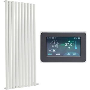 Aruba Ardus - Modern White 1784mm x 590mm Dry Heat Vertical Oval Panel Electric Radiator - Touchscreen Wi-Fi Thermostat - Milano Aruba Ardus - Modern White 1784mm x 590mm Dry Heat Vertical Oval Panel Electric Radiator - Touchscreen Wi-Fi Thermostat - Milano