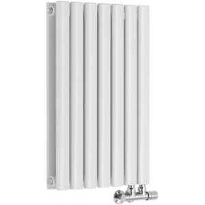 Milano - Aruba Flow - Modern White Horizontal Side Connection Double Oval Panel Radiator - 635mm x 413mm Milano - Aruba Flow - Modern White Horizontal Side Connection Double Oval Panel Radiator - 635mm x 413mm