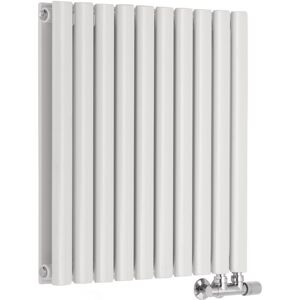 Milano - Aruba Flow - Modern White Horizontal Side Connection Double Oval Panel Radiator - 635mm x 590mm Milano - Aruba Flow - Modern White Horizontal Side Connection Double Oval Panel Radiator - 635mm x 590mm