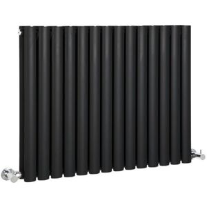 Milano - Aruba - Modern Black Horizontal Double Oval Panel Radiator - 635mm x 826mm Milano - Aruba - Modern Black Horizontal Double Oval Panel Radiator - 635mm x 826mm