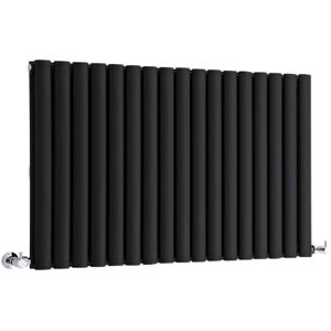 Milano - Aruba - Modern Black Horizontal Double Oval Panel Radiator - 635mm x 1000mm Milano - Aruba - Modern Black Horizontal Double Oval Panel Radiator - 635mm x 1000mm