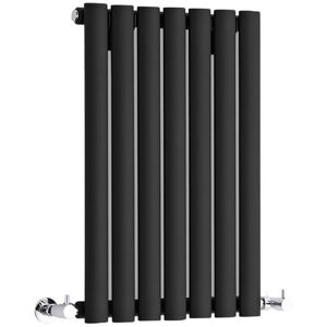 Milano - Aruba - Modern Black Horizontal Single Oval Panel Radiator - 635mm x 413mm Milano - Aruba - Modern Black Horizontal Single Oval Panel Radiator - 635mm x 413mm