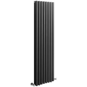 Milano - Aruba - Modern Black Vertical Column Double Oval Panel Radiator - 1600mm x 472mm Milano - Aruba - Modern Black Vertical Column Double Oval Panel Radiator - 1600mm x 472mm