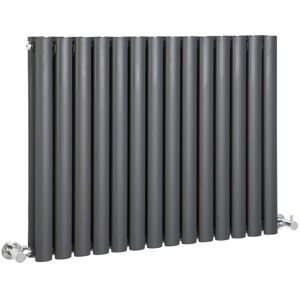 Milano - Aruba - Modern Anthracite Horizontal Double Oval Panel Radiator - 635mm x 826mm Milano - Aruba - Modern Anthracite Horizontal Double Oval Panel Radiator - 635mm x 826mm