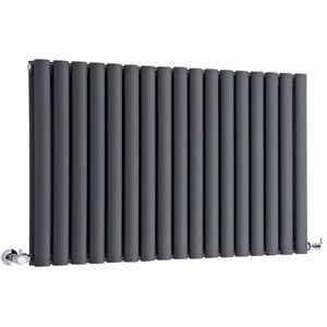 Milano - Aruba - Modern Anthracite Horizontal Double Oval Panel Radiator - 635mm x 1000mm Milano - Aruba - Modern Anthracite Horizontal Double Oval Panel Radiator - 635mm x 1000mm