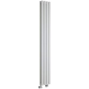 Milano - Aruba - Modern White Vertical Column Double Oval Panel Radiator - 1600mm x 236mm Milano - Aruba - Modern White Vertical Column Double Oval Panel Radiator - 1600mm x 236mm