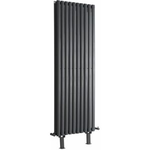 Milano - Aruba - Modern Anthracite Double Panel Vertical Oval Column Radiator with Feet - 1600mm x 590mm Milano - Aruba - Modern Anthracite Double Panel Vertical Oval Column Radiator with Feet - 1600mm x 590mm