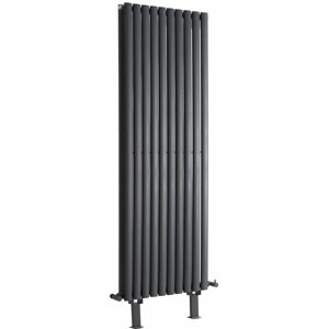 Milano - Aruba - Modern Anthracite Double Panel Vertical Oval Column Radiator with Feet - 1780mm x 590mm Milano - Aruba - Modern Anthracite Double Panel Vertical Oval Column Radiator with Feet - 1780mm x 590mm