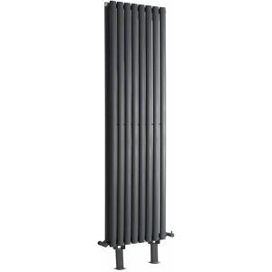 Milano - Aruba - Modern Anthracite Double Panel Vertical Oval Column Radiator with Feet - 1600mm x 472mm Milano - Aruba - Modern Anthracite Double Panel Vertical Oval Column Radiator with Feet - 1600mm x 472mm