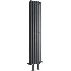 Milano - Aruba - Modern Anthracite Double Panel Vertical Oval Column Radiator with Feet - 1600mm x 354mm Milano - Aruba - Modern Anthracite Double Panel Vertical Oval Column Radiator with Feet - 1600mm x 354mm