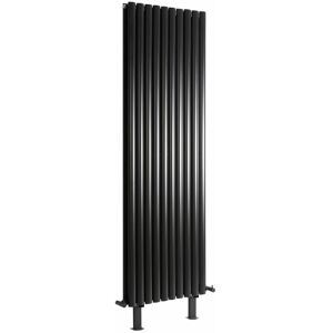 Milano Aruba - Modern Black Double Panel Vertical Oval Column Radiator with Feet - 1600mm x 590mm Milano Aruba - Modern Black Double Panel Vertical Oval Column Radiator with Feet - 1600mm x 590mm