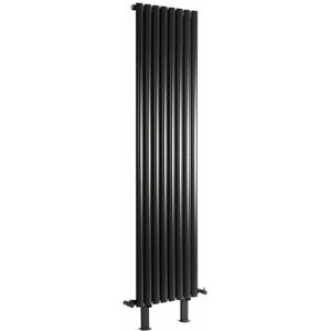 Milano Aruba - Modern Black Single Panel Vertical Oval Column Radiator with Feet - 1600mm x 472mm Milano Aruba - Modern Black Single Panel Vertical Oval Column Radiator with Feet - 1600mm x 472mm