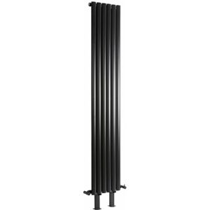Milano - Aruba - Modern Black Single Panel Vertical Oval Column Radiator with Feet - 1600mm x 354mm Milano - Aruba - Modern Black Single Panel Vertical Oval Column Radiator with Feet - 1600mm x 354mm